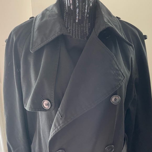 Vintage Tip Top Black Lined Trench Coat Size 36 - Picture 2 of 16
